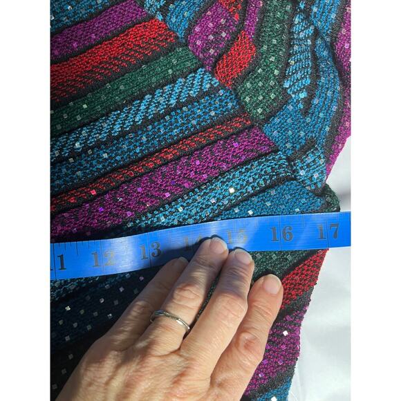 St. John Evening Sequin Stretch Knit Asymmetrical Top Size 8 Cocktail Party - Picture 10 of 12